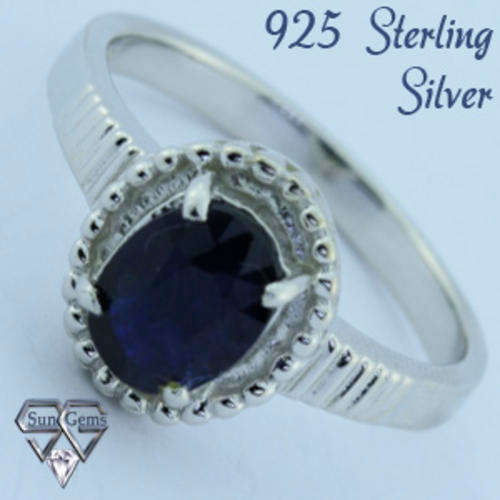 Solid 925 Sterling Silver & Sapphire ring size 8# + 3.44g