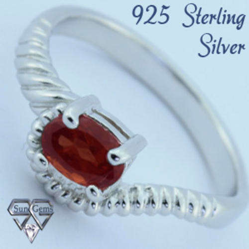 Solid 925 Sterling Silver & Garnet ring size 6# + 2.20g