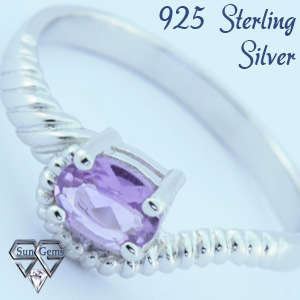 Solid 925 Sterling Silver & Amethyst ring size 8# + 2.47g