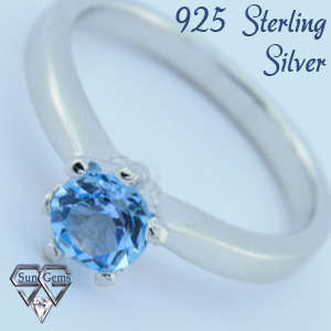 Solid 925 Sterling Silver & Topaz ring size 6.5# + 2.56g