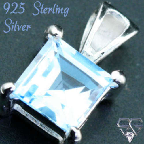 Solid 925 Sterling Silver & Topaz pendant 13mm +  1.92g