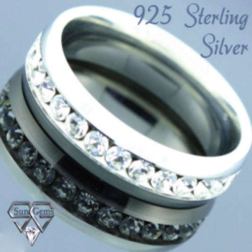 Solid Stainless Steel & Crystal ring size 7# + 4.17g