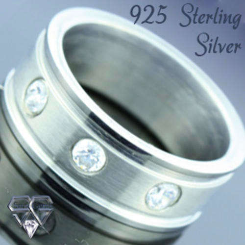 Solid Stainless Steel & Crystal ring size 8# + 6.01g