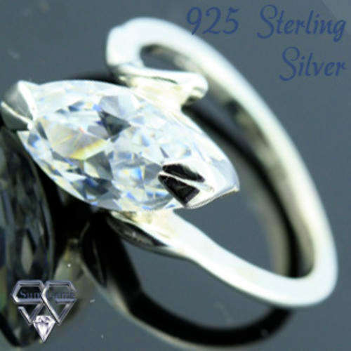Solid 925 Sterling Silver & CZ ring size 7# + 3.87g