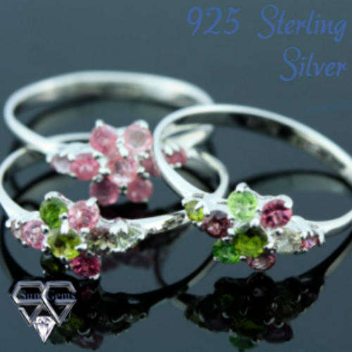Solid 925 Sterling Silver & Tourmaline ring size 6# + 1.16g