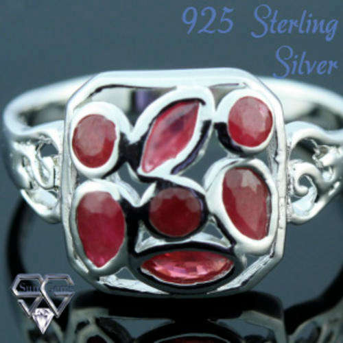 Solid 925 Sterling Silver & Ruby ring size 9# + 2.80g