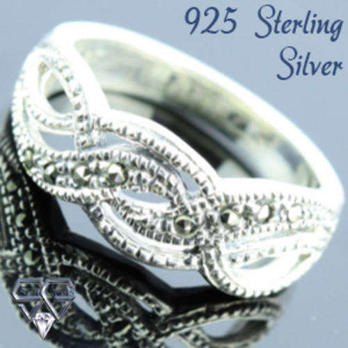 Solid 925 Sterling Silver & Marcazite ring size 7# + 3.92g