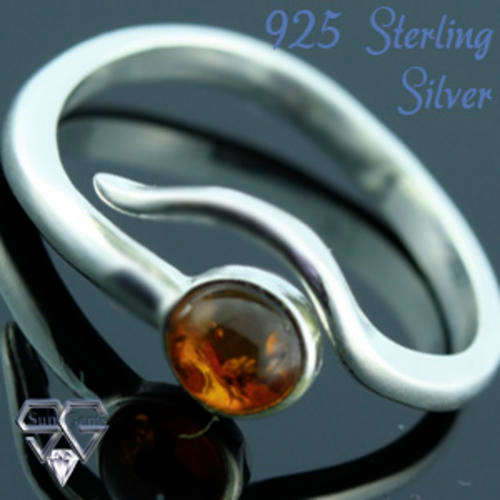 Solid 925 Sterling Silver & Amber ring size 9.5# + 2.26g