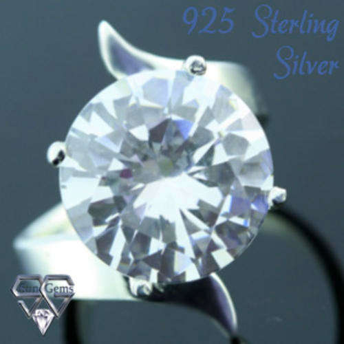 Solid 925 Sterling Silver & CZ ring size 6.5# + 9.11g