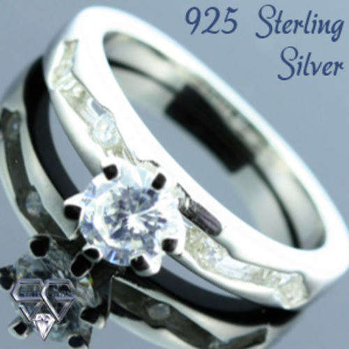 Solid 925 Sterling Silver & CZ ring size 7# + 3.44g