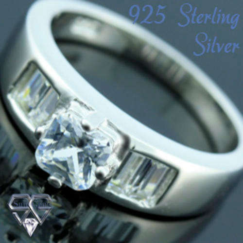 Solid 925 Sterling Silver & CZ ring size 8.5# + 4.44g