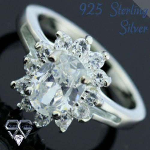 Solid 925 Sterling Silver & CZ ring size 6# + 3.85g