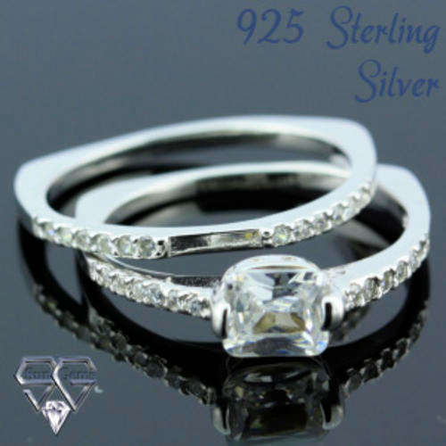 Solid 925 Sterling Silver & CZ ring size 7# + 3.51g