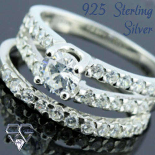 Solid 925 Sterling Silver & CZ ring size 8# + 5.72g