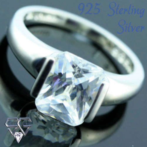 Solid 925 Sterling Silver & CZ ring size 6# + 3.56g
