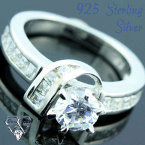 Solid 925 Sterling Silver & CZ ring size 5# + 4.12g