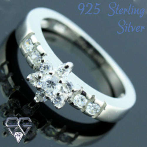 Solid 925 Sterling Silver & CZ ring size 7# + 3.36g
