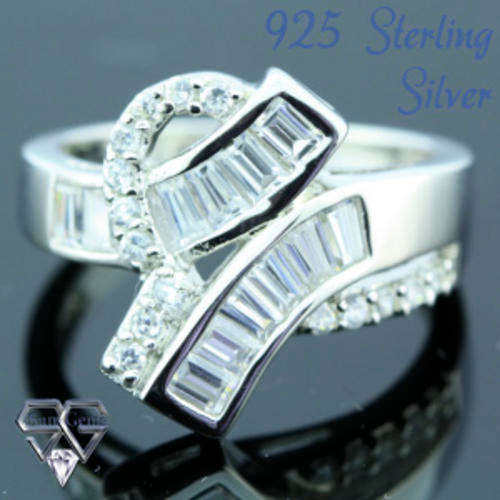 Solid 925 Sterling Silver & CZ ring size 7# + 4.77g