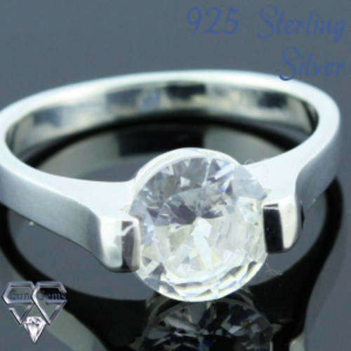 Solid 925 Sterling Silver & CZ ring size 9# + 4.87g