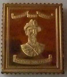 SOLID 925, SILVER THREE PENCE HERITAGE STAMP 22 ct GOLD PLATE.