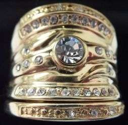 HIGH QUALITY GOLD PLATED 3 PIECE LADIES BROAD WEDDING RING.