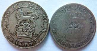 TWO 1921 & 1927 "6 PENCE" SILVER COINS.