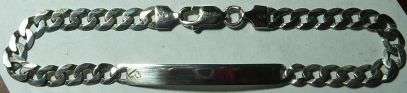SOLID SILVER MENS ID BRACELET.