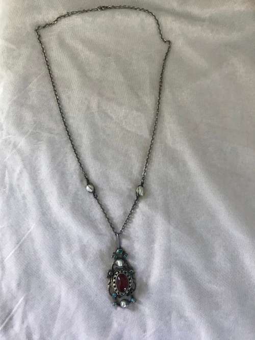 Antique Art Nouveau 800 silver pendant on chain