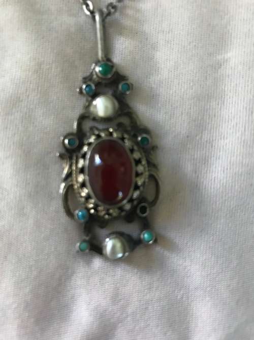 Antique Art Nouveau 800 silver pendant on chain