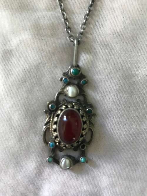 Antique Art Nouveau 800 silver pendant on chain