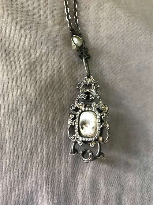 Antique Art Nouveau 800 silver pendant on chain
