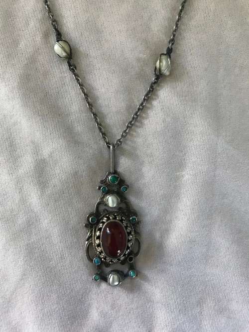 Antique Art Nouveau 800 silver pendant on chain