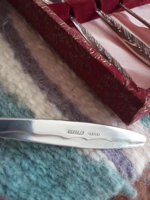 MAGNIFICENT!! ANGORA made in England Vintage *cake/fruit* set in Original Case ~ EXCELLENT!!