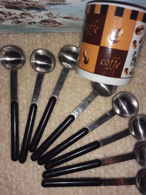 8 Vintage Original LAUFFER *COFFEE SPOONS* For 1 Bid!! (little coffee cup FREE!)
