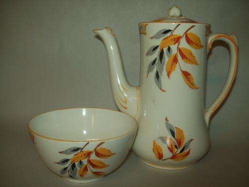 VINTAGE 1930's **BURLEIGHWARE**COFFEE POT & SUGAR BOWL!! - BOTH for 1 BID!!