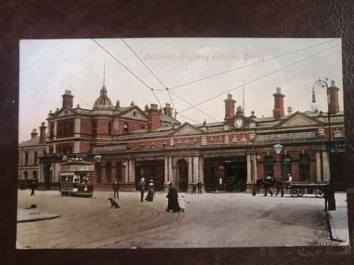 Vintage Postcard of : Midland Railway Station, Derby, England. Used