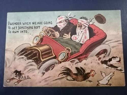 Vintage Postcard: Motoring Comic Card, Posted 1911 Port Elizabeth to Graaf Reinet