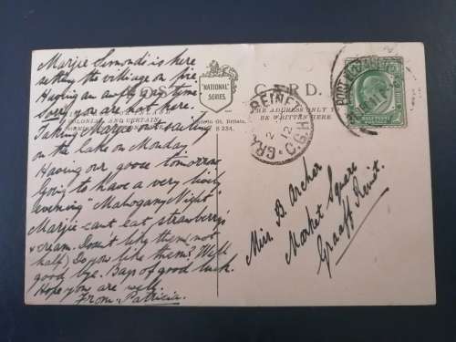 Vintage Postcard: Motoring Comic Card, Posted 1911 Port Elizabeth to Graaf Reinet