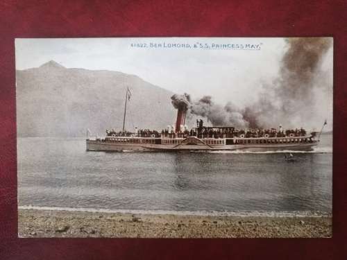 Vintage Postcard : Scotland. Paddle Steamer on Loch Lomond.