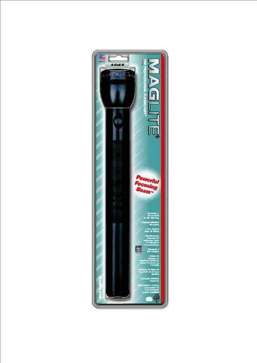 MAGLITE 4D CELL BLACK FLASHLIGHT WITH CLAMPS