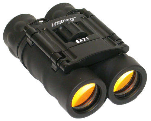 ULTRAOPTEC RUBBER COVERED COMPACT BINOCULARS 8x21 RUBY COATED LENS
