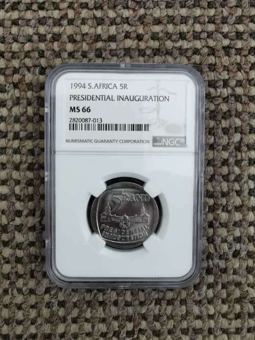 1994 South African R5 (Presidential Inauguration) - NGC MS66