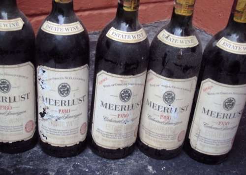 MEERLUST CABERNET SAUVIGNON WINE, 1980. S. A. Red Wine. `SOLD AS SEEN`. Man Cave Display items only!