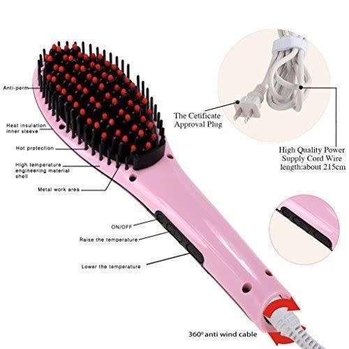 Auto Fast Hot Hair Straightener Brush Electric Comb Flat Iron Styling LCD Screen