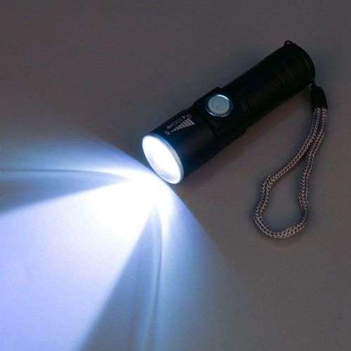 Mini Pocket Zoomable USB Charge Rechargeable LED Light Flashlight Torch Lamp AU