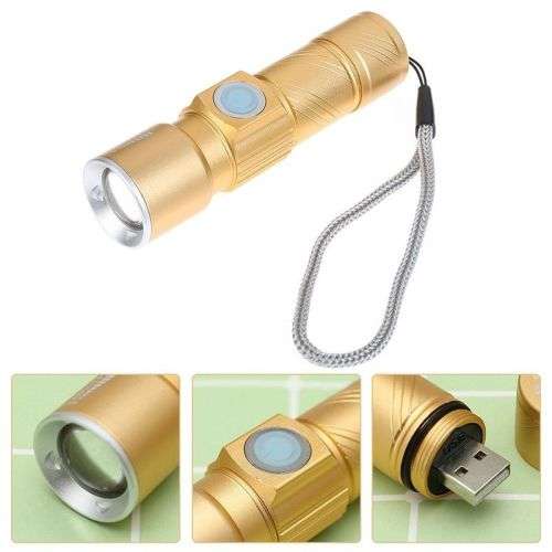 Mini Pocket Zoomable USB Charge Rechargeable LED Light Flashlight Torch Lamp AU