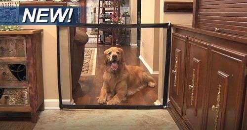 Dog-Gate-Ingenious-Mesh-Magic-Pet-Dogs-Enclosure-Safe-New-Fences-Puppy-Cat-Guard  Dog-Gate-Ingeniou