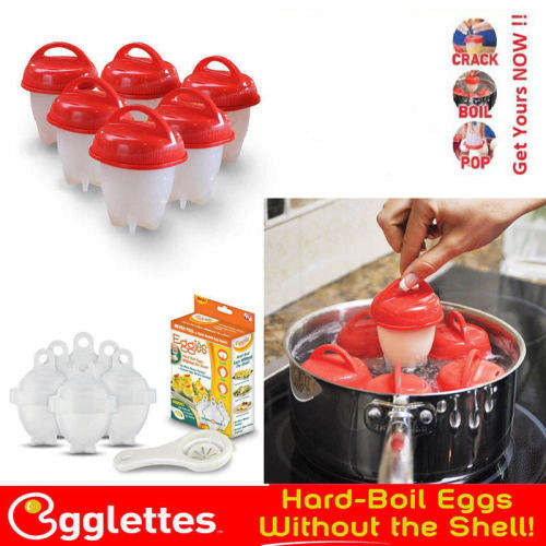 6PCS Silicon Egg Boiler Hard Boiled Egglettes Egg Cooker Food Grade Kitchen Tool