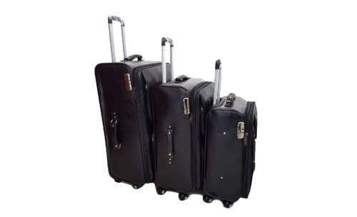 Set of 3 Suitcases Leather Travel Trolley Luggage