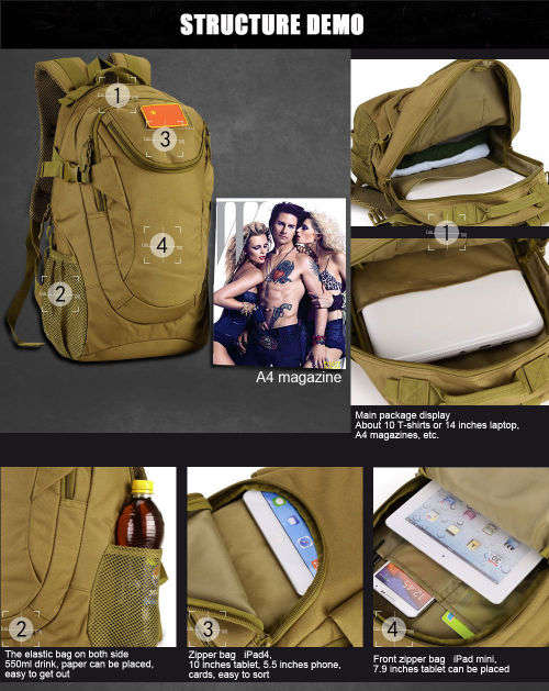 25L Outdoor Sport Tactical Military Double Shoulder waterproof Backpack